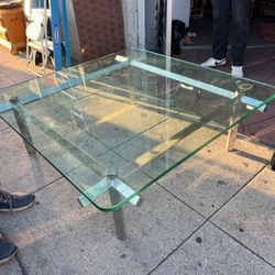 Mid century crome glass coffee table 