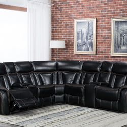 3PC Saul Recliner Sectional/w Console & USB Outlets