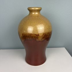 Yellow To Red Ombré Glazed Ceramic Vase 