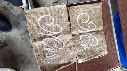 Mr. and Mrs. Burlap signs