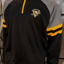 Pittsburgh Penguins NHL Men’s Large Quarter Zip Pullover Black Gray Gold