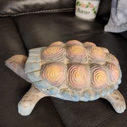Vintage Carved Wooden Turtle With  Top That Removes