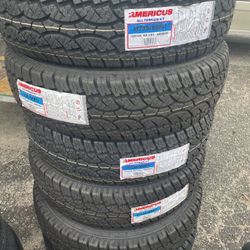 New tires LT235/80/17 Americus tires $150 each tire plus tax if you need installation and Ballance will be $30 each tire 