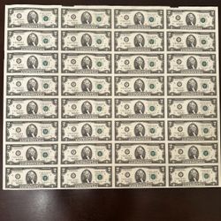 $2 Uncut Sheet 