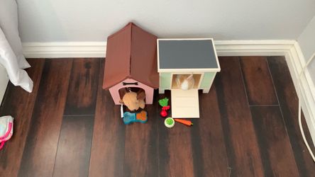Our Generation Pet Bundle with Dog House & Bunny Hutch