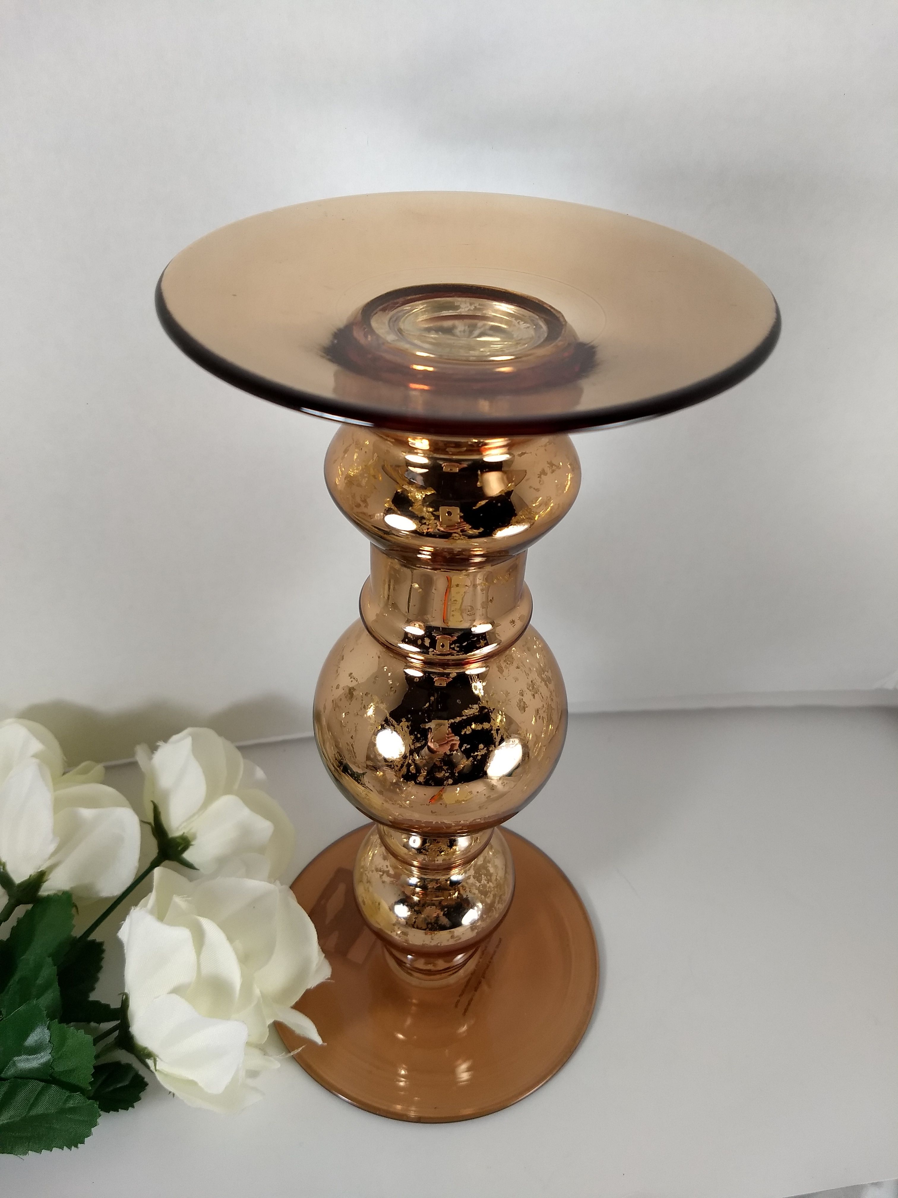 Rose Gold Glass Candlestick NEW $8