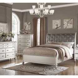 Queen Bed, 1 Night Stand, Dresser, Mirror And Chest (Free Delivery)