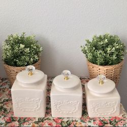 Heavy Ceramic Jar Set 3 Jars