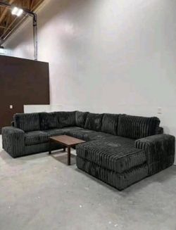 CORDUROY BLACK BRAND NEW SECTIONAL POP-UP SLEEPER SAME DAY DELIVERY 