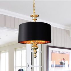 Black Drum Chandeliers : 4 Light Semi-Flush Mount Drum Ceiling Light Fixture for Kitchen Island Dining Table Entry Bar, Modern Hanging Lights Chandeli