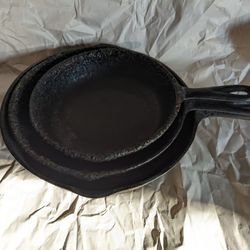 Cast Iron Pans, Set Of 3: 10", 9.5" & 8", Made In USA