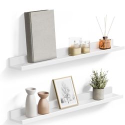 SONGMICS Floating Shelves Wall Ledge 3.9 x 31.5 Inches with Front Edge - White