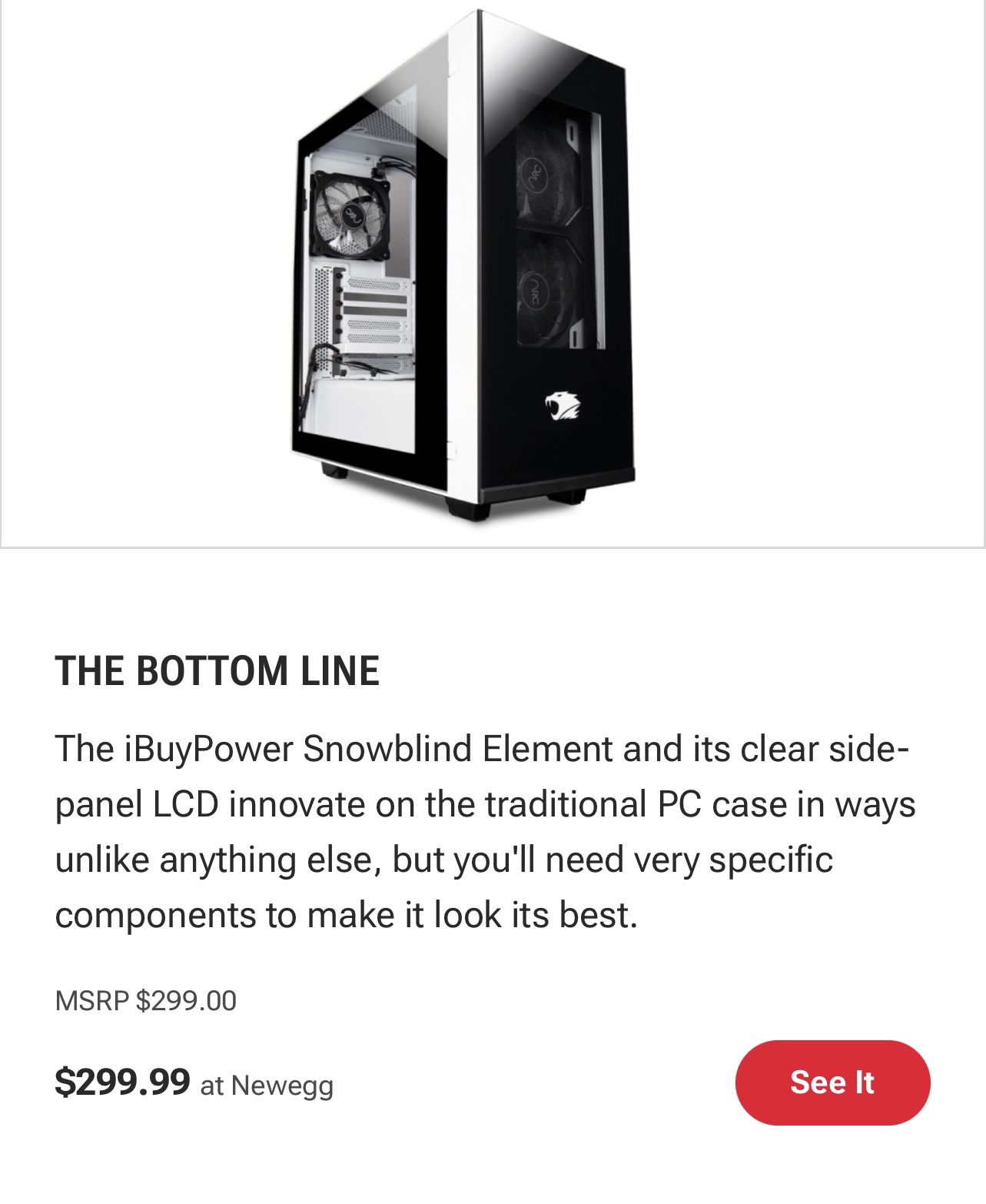 Snowblind Element PC Case with Built In LED Screen