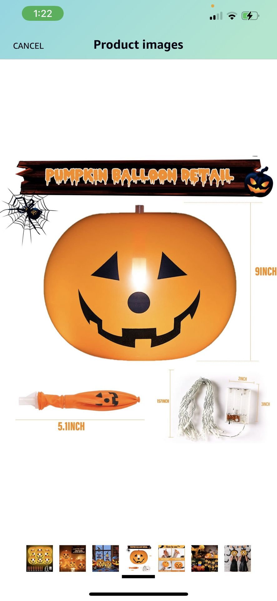 Halloween LED Pumpkin Decorations Lights - 9 Pack Pumpkin Balloons with String Lights Party Supplies,Halloween lights Pumpkin Decor Glowing Latex Ball