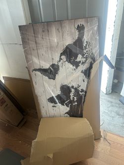 World Map Wood Grain Canvas Wall Art 12x16 – Black & Grey