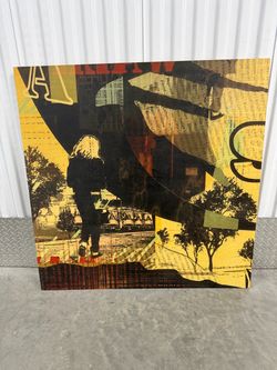 Decorative Street Art on Wood Canvas - 40" x 40”