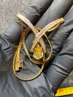 Beautiful Gold Over 925 Necklace With Large Yellow CZ