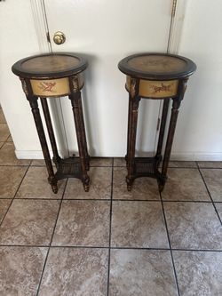 Pair of Vintage Decorative Pedestal Tables