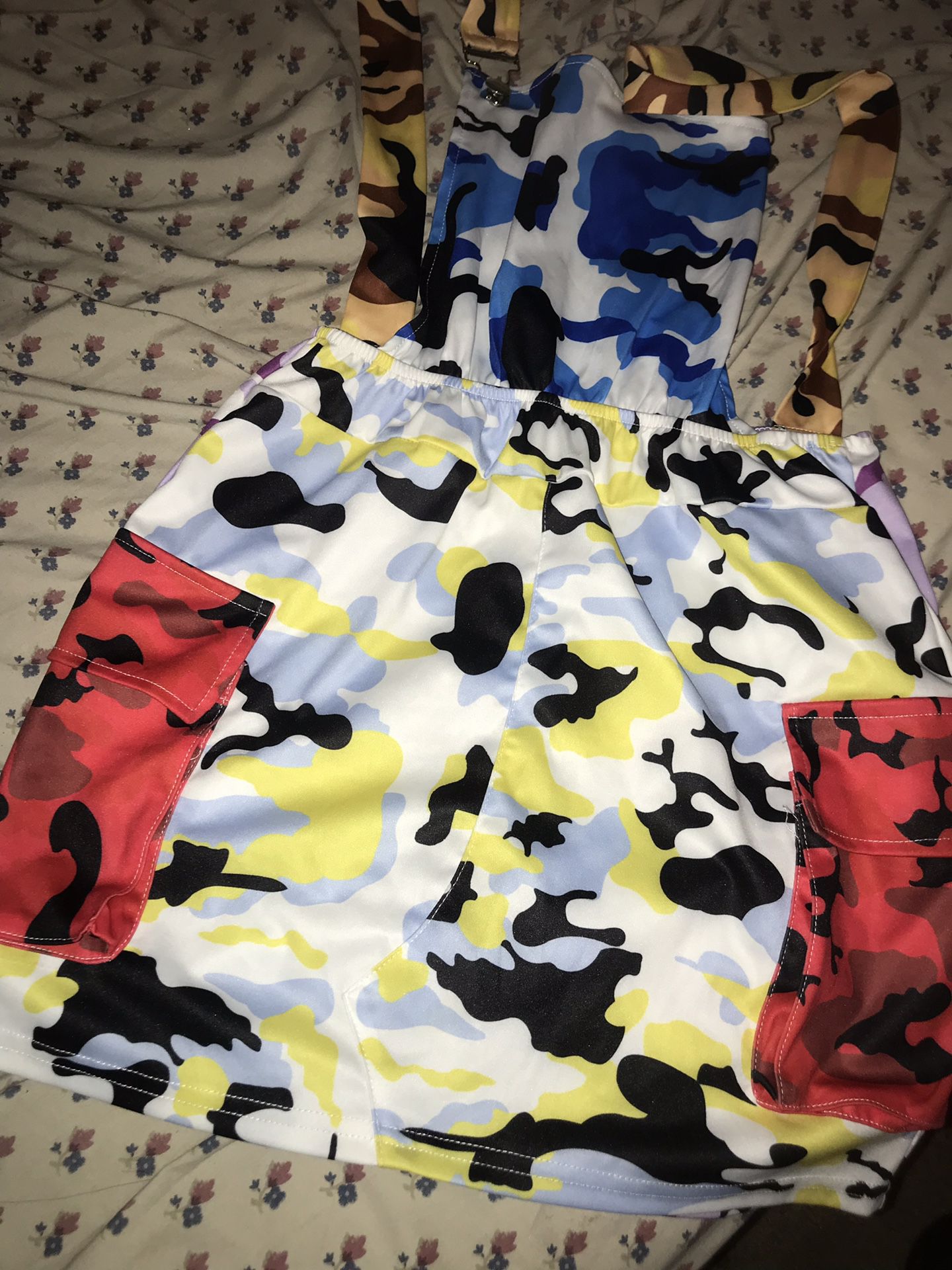 Colorful camouflage overall dress