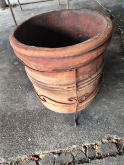Large Terracotta Planter with Iron Stand