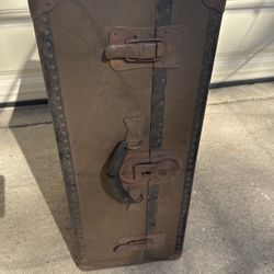 Vintage Metal Steamer Trunk.
