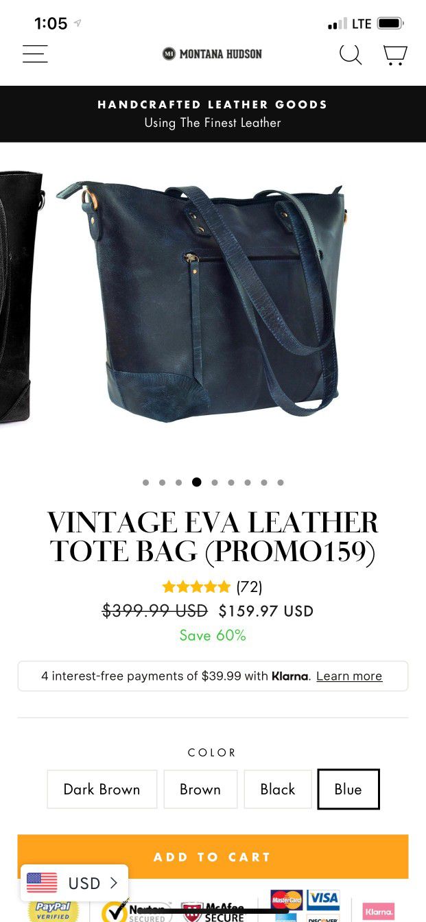 Genuine Vintage Eva Leather Tote Bag 