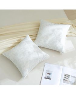 Dorrin Nessin 18x18 Feather Throw Pillows Insert (Pack of 2, White), Bed and Couch Decorative Stuffer Pillows - Indoor Decorative Pillows with 100% Fe