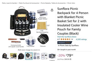 Brand new picnic Basket backpack Wine And Cheese Anyone?