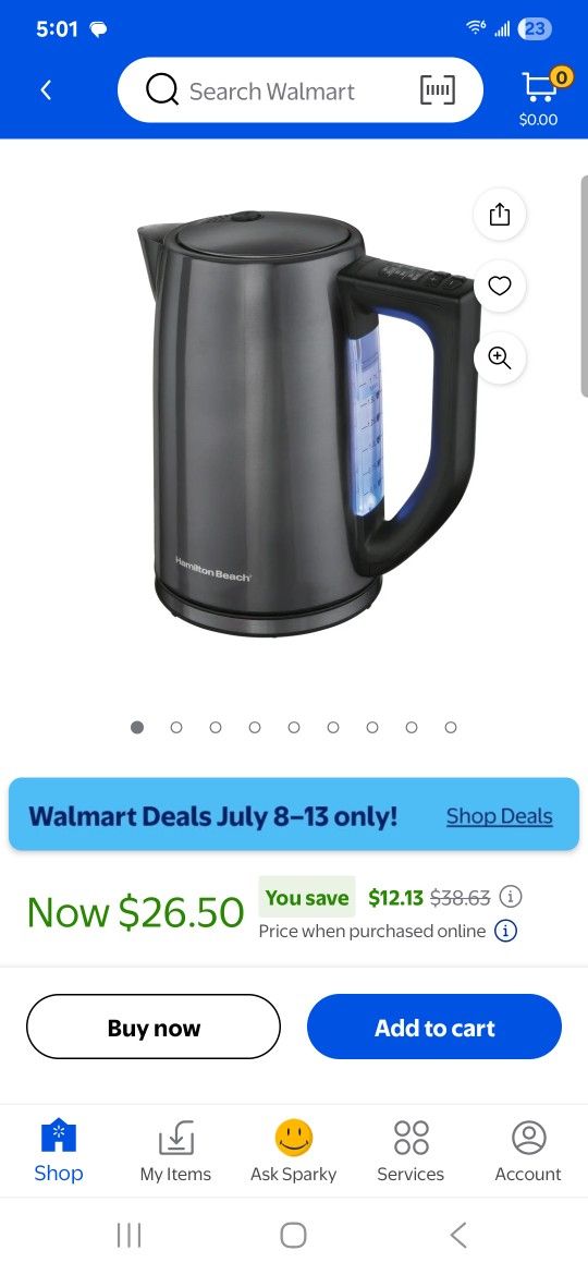 Hamilton Beach Variable Temperature Electric Kettle Black