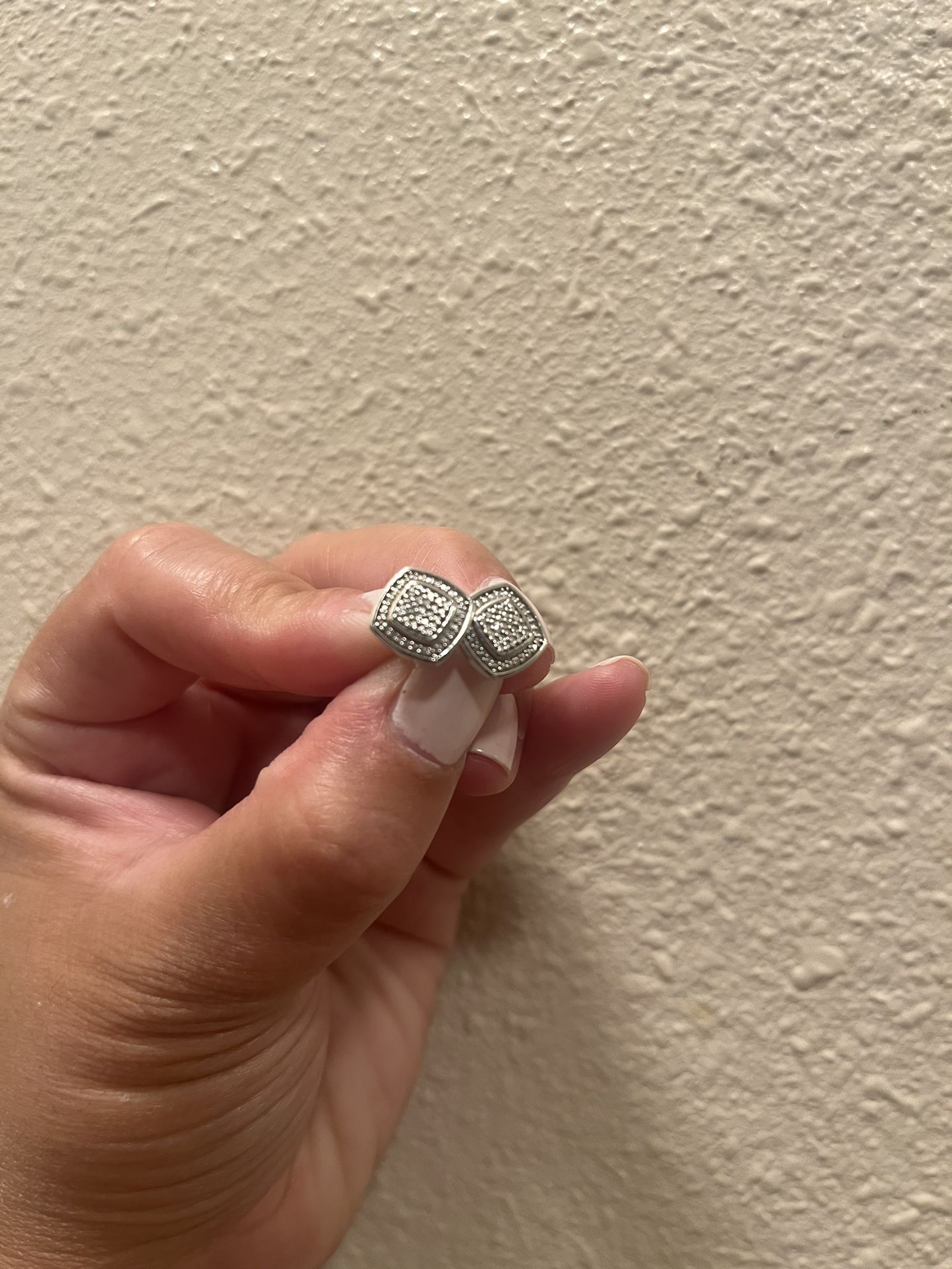 Diamond Cluster 925 Silver Stud Earrings 