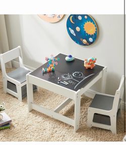 Kids Table and Chair Set, 3 in 1 Wooden Activity Table with Storage Drawer for Toddlers Drawing, Reading, Crafts, 2 in 1 Detachable Tabletop Table Set