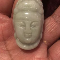 Certified A grade jadeite jade light green color carved pendant buddah