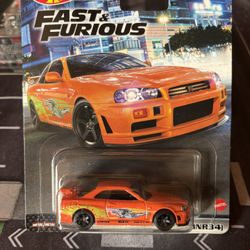Hot Wheels Premium Fast And Furious Orange Livery Nissan Skyline Gtr Bnr34