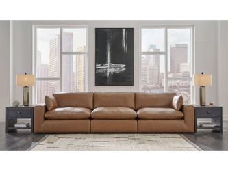 Emilia Caramel Leather 3pc Modular Sectional Sofa (Online Special Price)