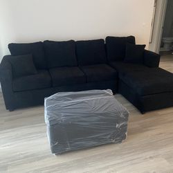 Black Sectional With Free Ottoman ‼️different Colors Available ‼️