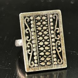 Vintage Ring Size 8.5 Silver 925 Mark Wasserman Samara MWS Dotted Rectangle Thailand