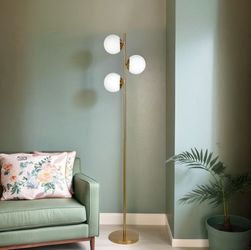 64” Modern Brass Floor Lamp – Gold - 2 Available