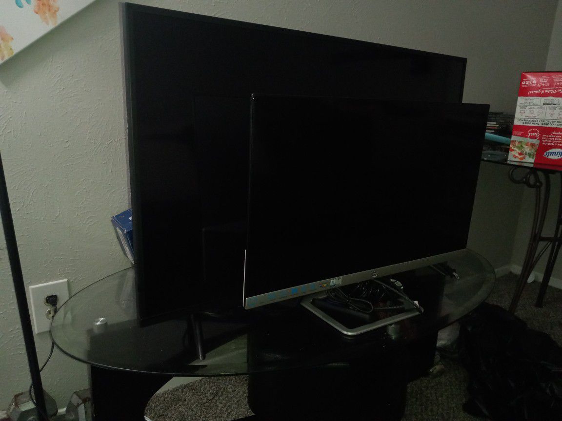 22 Inch 1080p Hp Monitor And 44 Inch Roku Smart Tv