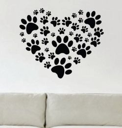 PRE MADE Wall Decal Home Decor Dog Paw Heart Animals