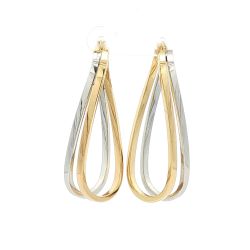 Ladies 14k Two-Tone Gold Double Hoop Dangle Earrings 11058481