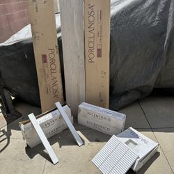 Porcelanosa wood‑look tile + decorative tile — leftover from remodel — $80 OBO