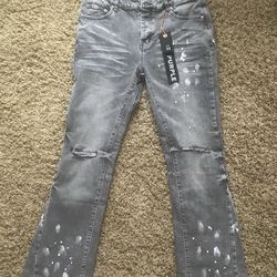 grey flare purple jeans