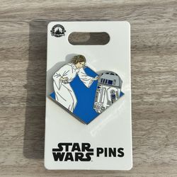 New Disney Pin Star Wars R2 D2 And Princess Leia The Force 2024 Disneyland