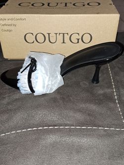 Coutgo Women's Open Toe Bow Tie Stiletto Mule Sandals