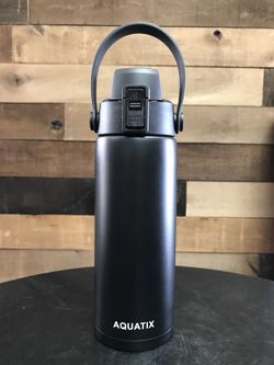 New Aquatix Double Wall Insulated Bottle Black 21 ounce Keeps your water cold 24 hours hot 6 hours