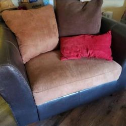 Oversized micro suede & faux leather chair - matching sectional sold separately