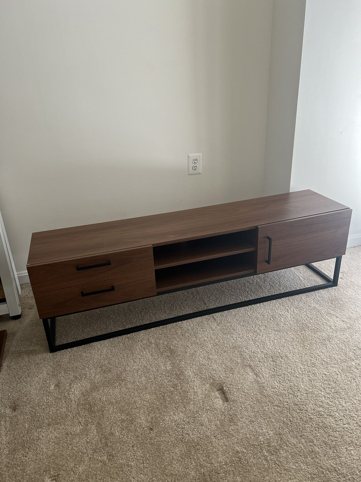 Modern TV Stand Living Room Gaming Storage Furniture with Drawers Cabinet Space Wood & Metal Console