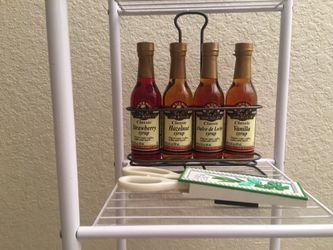 Decorative syrups collection & magnet scissor holder w/ scissor