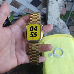 Is unlocked & Update is 64GB Apple watch Nike edition & Cellular model 7 series 45mm big Face all gold custom $260! Or trade PS5