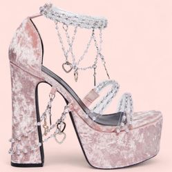 HOLY REVELATION PLATFORM HEELS - PINK  SUGAR THRILLZ  Size 10 
